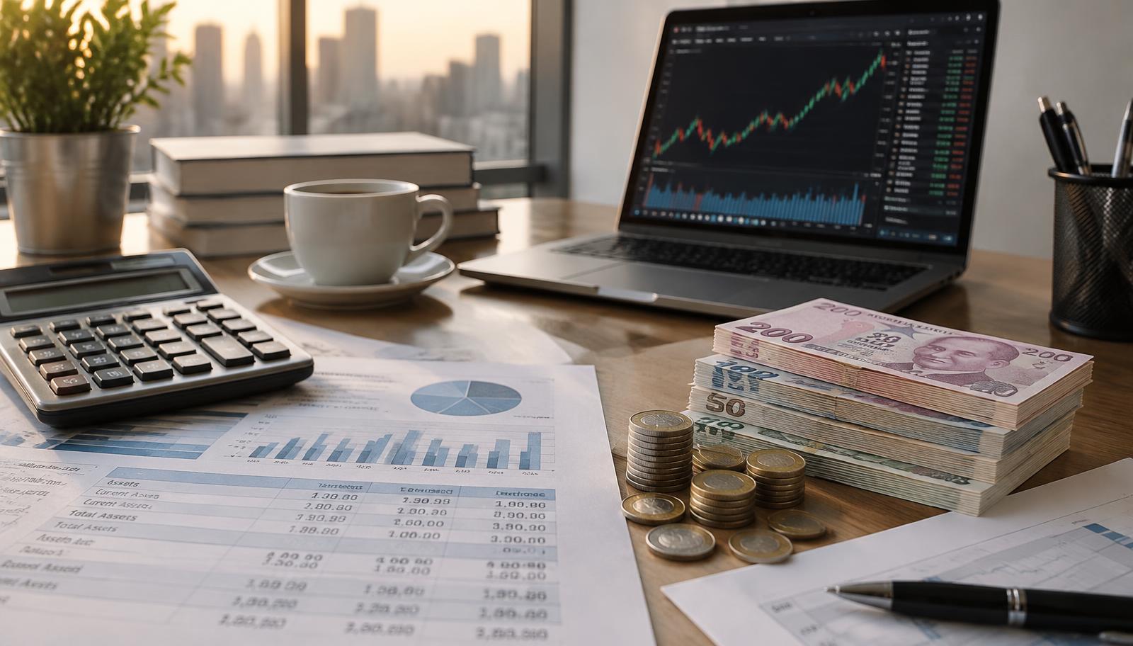 Finansal analiz, grafikler ve Türk lirası görselleri